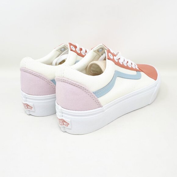 Vans Old Skool Platform Casual Shoe Sneaker Twill Pastel White Womens Size NEW - Picture 5 of 12